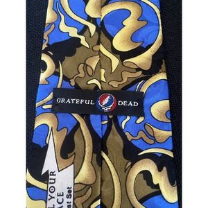 Grateful Dead Steal Your Face First Set Silk Tie Blue Gold Psychedelic Swirl USA